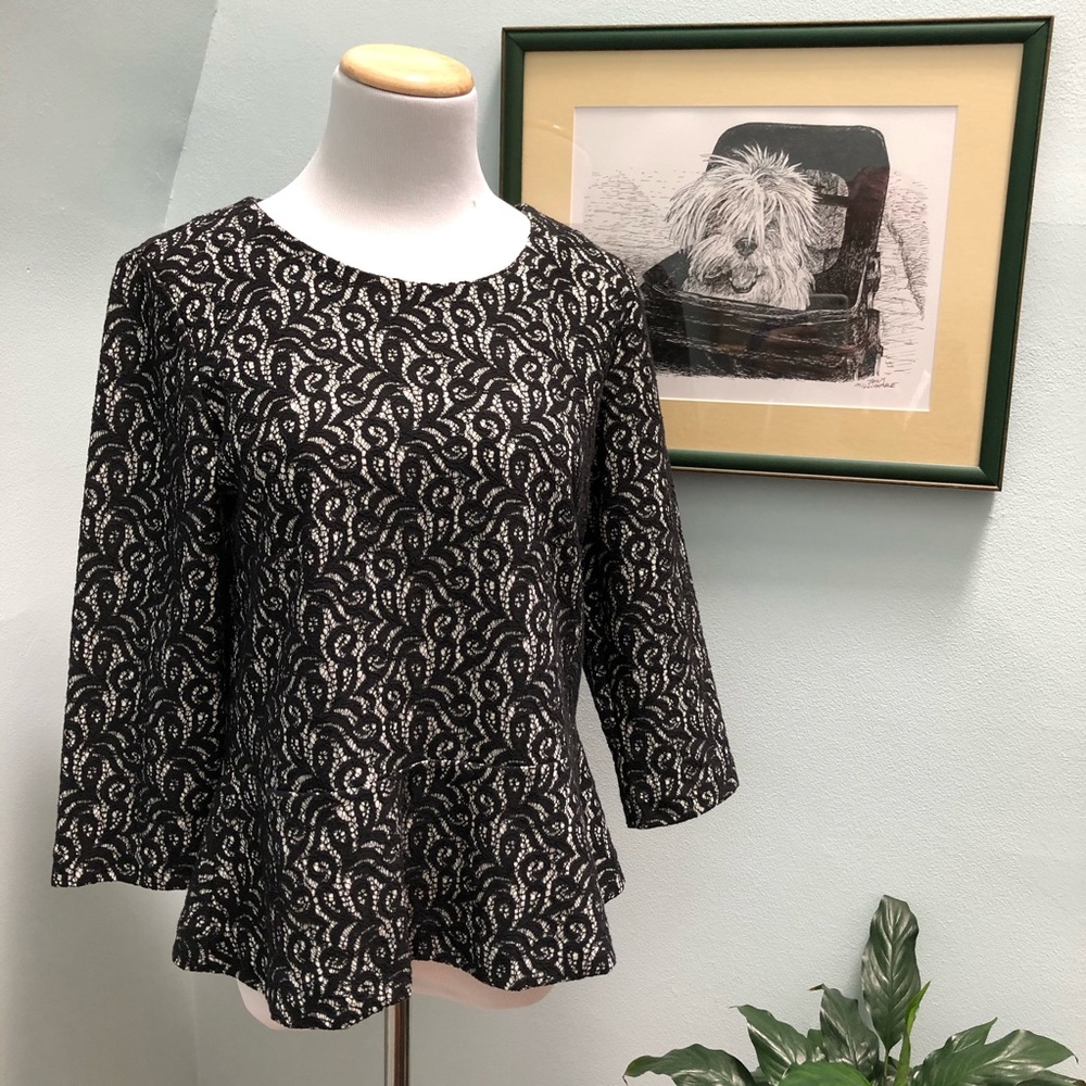 J. Crew Black Lace Peplum Top